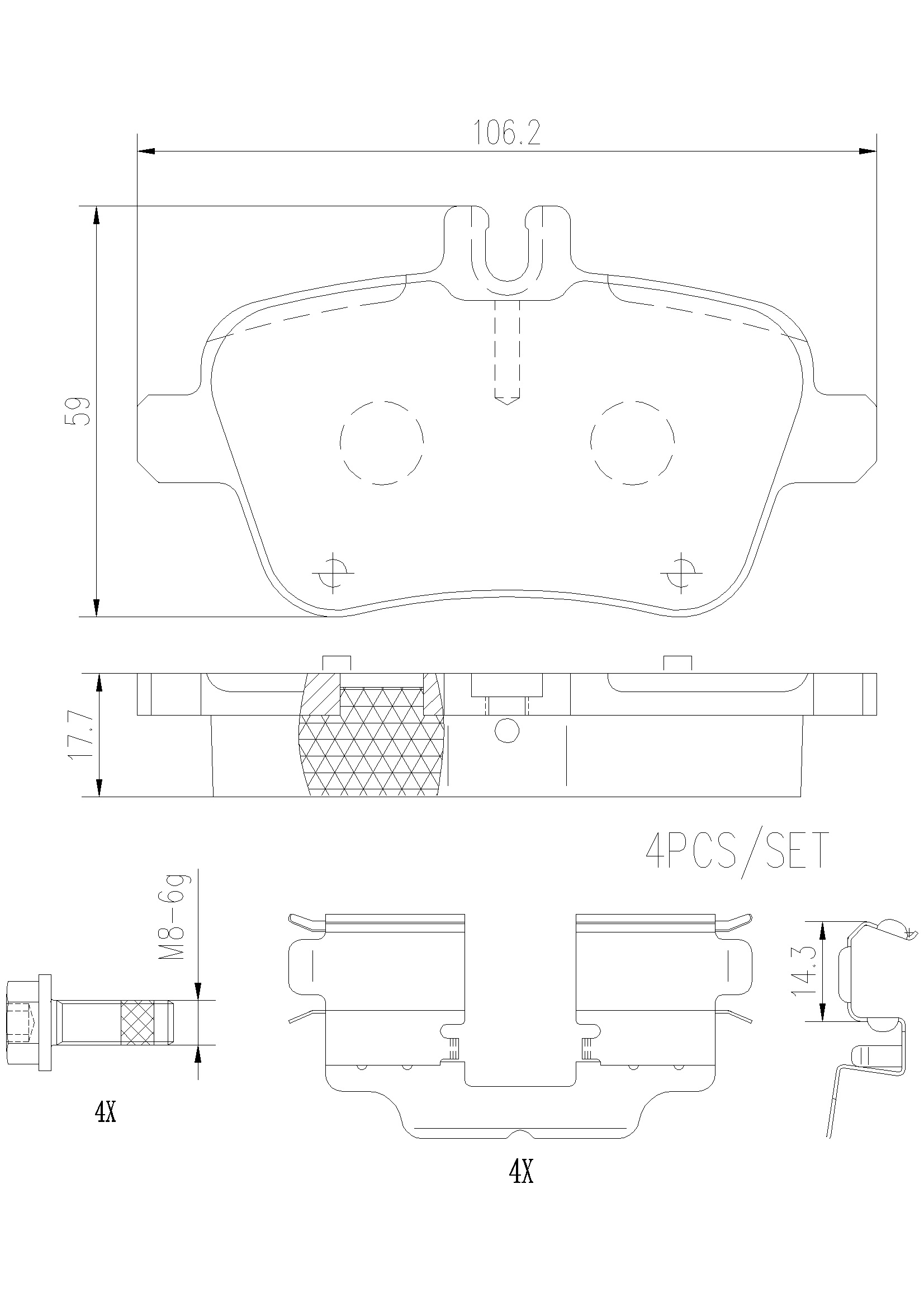 Mercedes Disc Brakes Kit -  Brembo Pads Rear (Ceramic) 0074209620 - Brembo P50140N